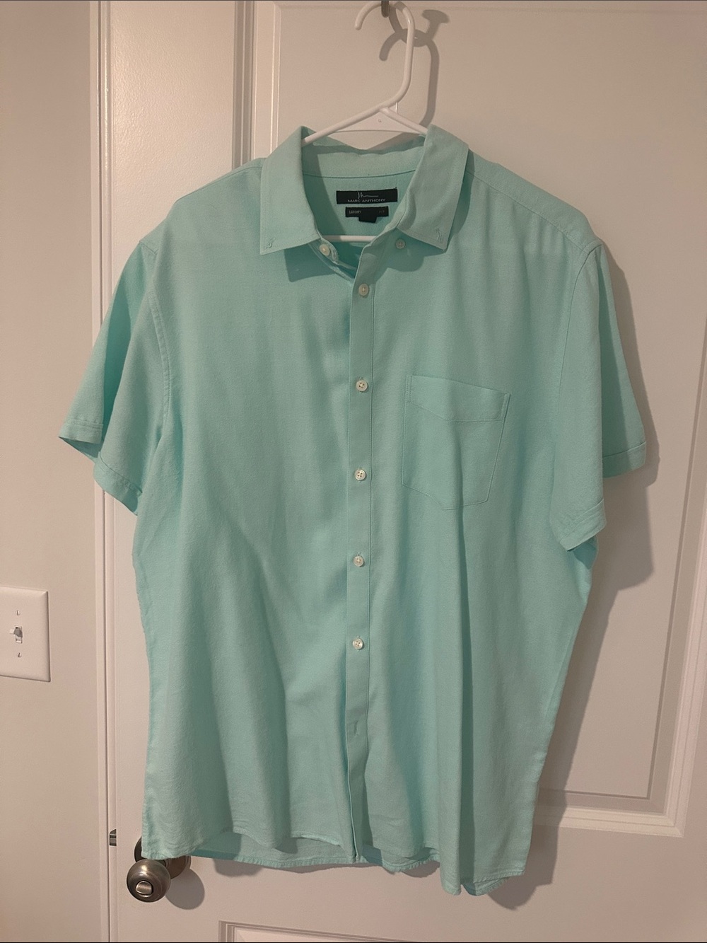 Men’s Marc Anthony Light Aqua Short-Sleeve Button-Down Shirt